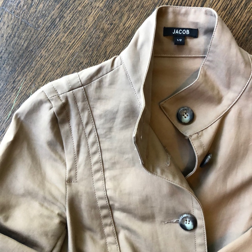 Jacob camel button-down trench coat with pockets